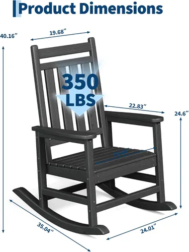 Miniatura 2 de GarveeLife Silla Mecedora para Exterior Set de 2 - Sillas Mecedoras de Polietileno HDPE de Respaldo Alto para Adultos - Muebles Resistente a Todo