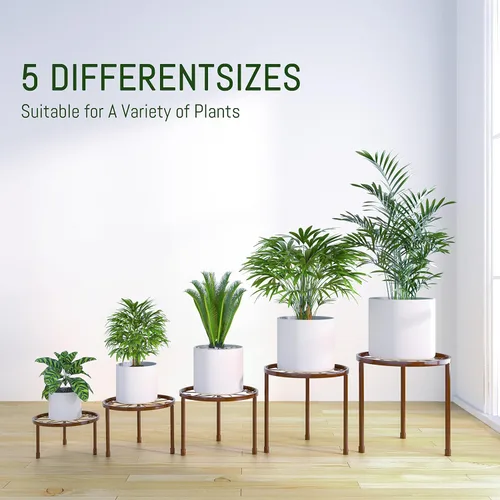 Miniatura 4 de Linpla Paquete de 5 soportes de metal decentes para plantas, soportes resistentes para macetas para múltiples plantas, estante de hierro