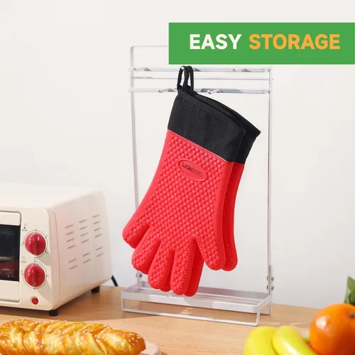 Miniatura 7 de GEEKHOM Guantes de Barbacoa Resistentes al Calor Manoplas de Horno - Guantes de Silicona para Parrilla con Protección de Brazo Largo de 14" - Rojo