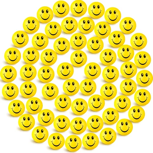 Miniatura 8 de Skylety 100 piezas de mini bolas de estrés con cara sonriente divertida Stresbe Happy Foam suave de colores para adultos, bolas de alivio