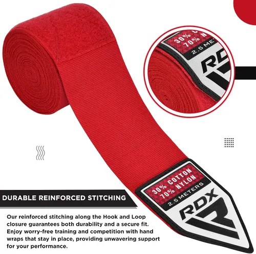 Miniatura 7 de RDX Boxing Wraps Kids 2.5M Guantes internos, Vendajes elásticos para el pulgar, Junior Under Mitts Protector de puño de mano Correas de soporte