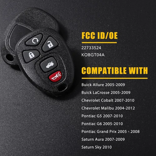 Miniatura 3 de Llavero de repuesto para Chevy Malibu Cobalt Pontiac Grand Prix G6 G5 Buick Lacrosse Allure Saturn Aura Sky 2004 2005 2006 2007 2008 2009 2010 2011