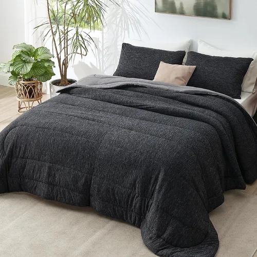 Miniatura 8 de Bedsure - Juego de edredón queen - Juego de ropa de cama refrescante y cálida, ropa de cama reversible gris claro para todas las estaciones, 3 03