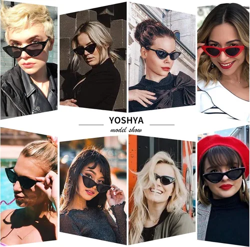 Miniatura 6 de Lentes de sol retro para mujer, con marco de plástico y diseño con estilo ojo de gato YOSHYA