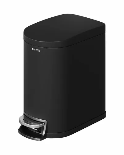 Garvee Cubo de basura de metal de 1.6 galones / 6 litros con tapa, bote de basura delgado e impermeable para dormitorio, cubo de basura pequeño con