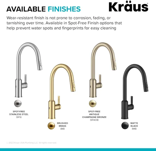 Miniatura 16 de Kraus Oletto KSF-2830BB - Pulverizador desplegable de una sola manija para grifos de cocina con sensor sin contacto en latón cepillado Bronce