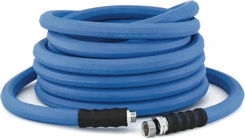 Miniatura 11 de BluSeal - Manguera de jardín de goma para agua caliente/fría, 100% goma, ultraligera, súper fuerte, 500 PSI, 50F a 190F grados, poliéster trenzado