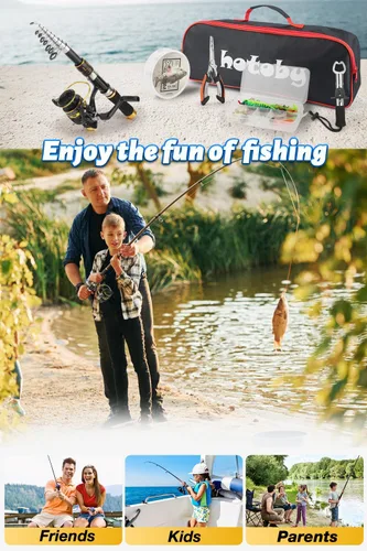 Miniatura 7 de Fishing Pole Combo Set, 6.89ft Fishing Rod and Reel Combo, Carbon Fiber Telescopic Fishing Rod Kit with Spinning Reel, Fishing Pliers, Lip Gripper