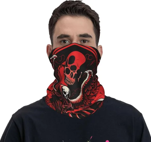 Miniatura 2 de HERRECX angel god skull grim reaper skeleton red Neck Gaiter Face Cover Scarf Balaclava Bandana for Women Men Gaiter Mask for Motorcycle Cycling