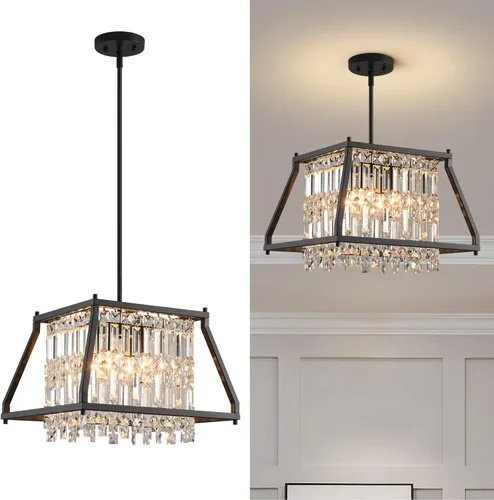 Miniatura 16 de LMQNINE Candelabro Moderno para Vestíbulo, Candelabro de Cristal Dorado Lámpara Colgante de Entrada, Candelabros Redondos de Altura Ajustable