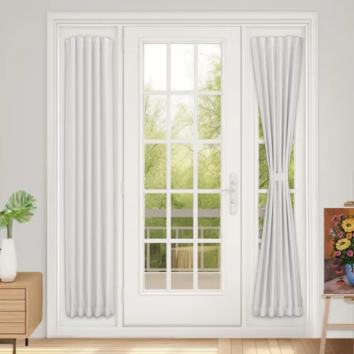 Miniatura 90 de Vatge - Cortinas autoadhesivas para puerta francesa, tratamiento de ventana con filtro de luz sin varillas ni perforaciones para puertas de cristal