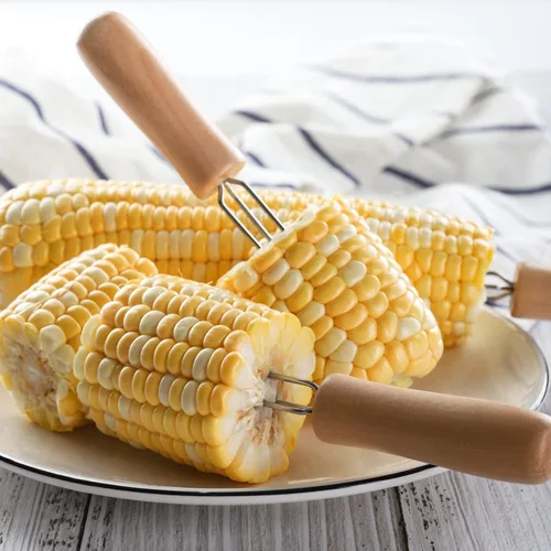 Miniatura 8 de Corn On The Cob - Juego de 20 soportes de mazorca de maíz de acero inoxidable con mango de madera, pinchos de mazorca, tenedores de maíz