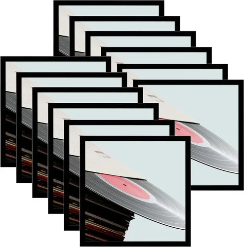Miniatura 11 de eletecpro Marcos de discos de vinilo de 7 x 7 pulgadas para galería, decoración de pared negra resistente y ligera, marcos LP fáciles de colgar, se