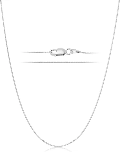 PORI JEWELERS Cadena de serpiente italiana mágica de plata de ley 925 de 0.039 pulgadas, 8 caras, para mujer, fabricada en Italia