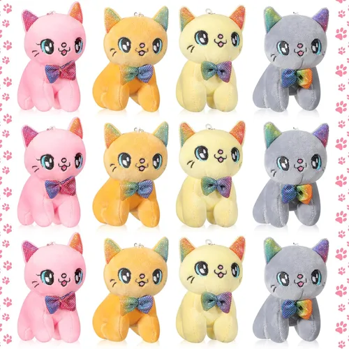 Chalyna 12 Piezas Lindo Juguete de Animal de Peluche de 4 Pulgadas Mini Peluche Sirena Tigre Tortuga Cachorro Cerdo Alpaca Gato Adornos Muñeca de