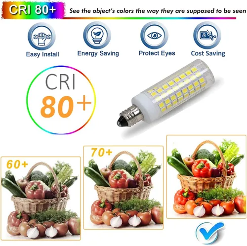 Miniatura 6 de Bombilla LED E12 de 7 W equivalente a 75 W halógena, regulable de 120 V 730 LM, base de candelabro T3/T4, bombillas para ventilador de techo, Blanco