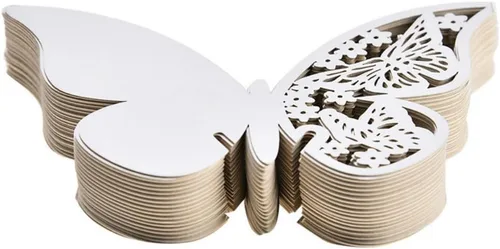 Miniatura 2 de AKOAK Papel perlado con diseño de mariposa, número de mesa, tarjeta de nombre, copa de vino, decoración de pared, calcomanías para decoración