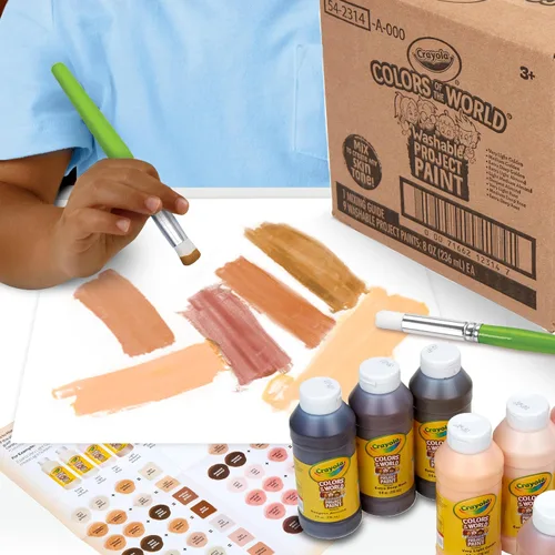 Miniatura 6 de Crayola Colors Of The World - Pintura lavable, 8 onzas (9 unidades), pintura a granel en tono de piel, suministros de arte y manualidades
