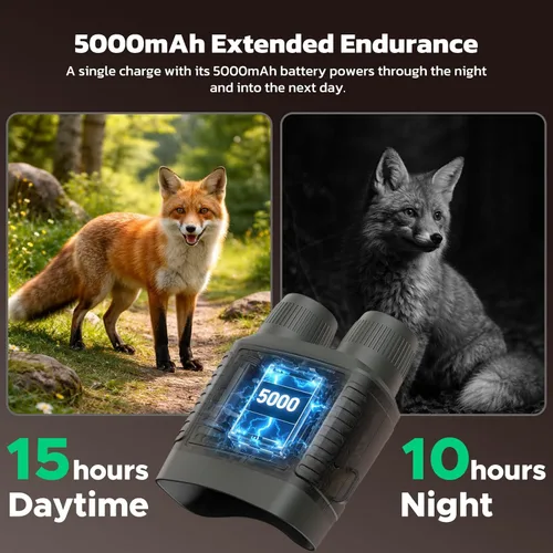 Miniatura 5 de Gafas de visión nocturna 4K, prismáticos de visión nocturna con pantalla de 3 pulgadas, zoom digital 10X, binoculares infrarrojos, batería