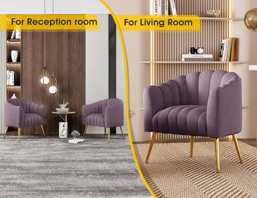 Miniatura 4 de Dewhut Silla de Calabaza Extra Grande, Decorativa, Sofá Individual de Terciopelo Moderno y Cómodo, Sillón de Brazos de Barril para Sala de Estar