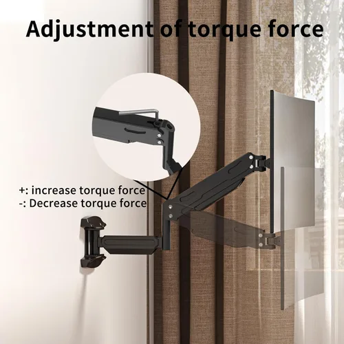 Miniatura 4 de Suptek Monitor de montaje en pared individual para pantallas de 13 a 32 pulgadas, brazo ajustable de movimiento completo con resorte de gas
