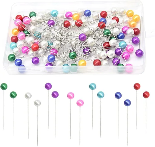100 alfileres rectos – Alfileres de perlas de 2.559 in para ramos, manualidades, acolchado y fabricación de joyas (color/DT65 mm)