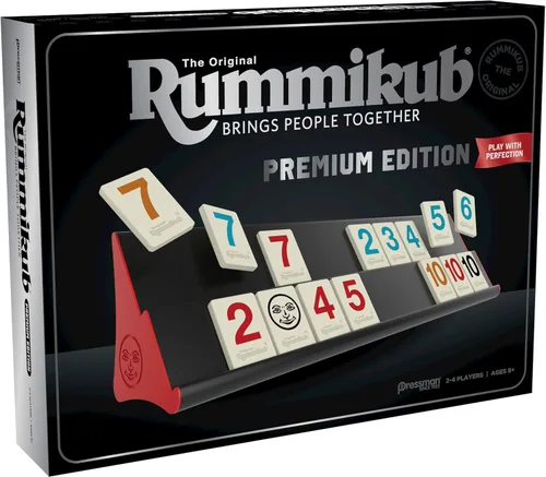 Miniatura 5 de Rummikub Edición Premium de Pressman - Incluye estantes - Azulejos grandes con números grabados y una bolsa de almacenamiento para la experiencia