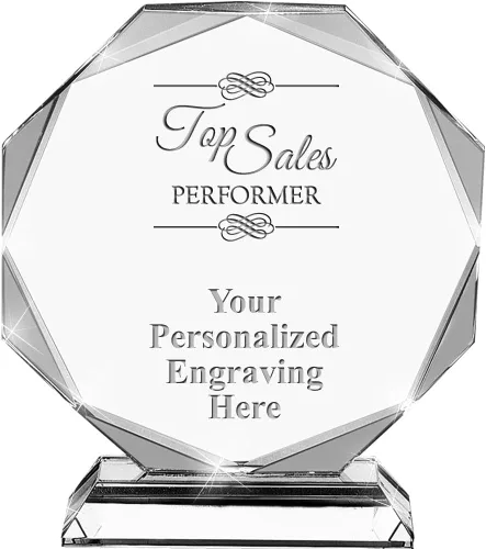 Miniatura 35 de Premio de cristal personalizado de 6.75 pulgadas con grabado - Premios de trofeos personalizados