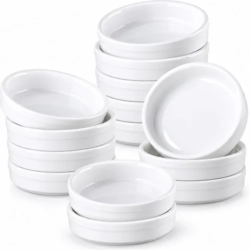 Miniatura 15 de ONEMORE Ramekins - Juego de 6 moldes aptos para horno, 4 onzas, cuencos de cerámica para souffle, natillas, salsa de inmersión, postre, microondas