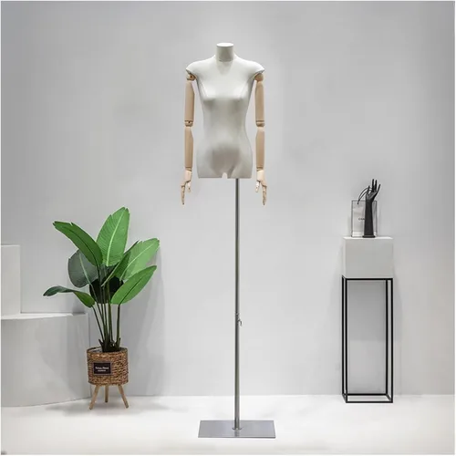 Miniatura 8 de Adjustable Female Mannequin Torso Dress Form - Linen Fabric Body on Metal Stand, Perfect for Tailoring, Sewing, Jewelry Display & Fashion Design