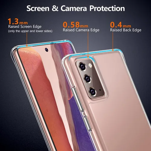Miniatura 5 de Rayboen Funda para Samsung Galaxy Note 20, transparente a prueba de golpes, duradera, delgada, para Galaxy Note 20 5G, con parte trasera