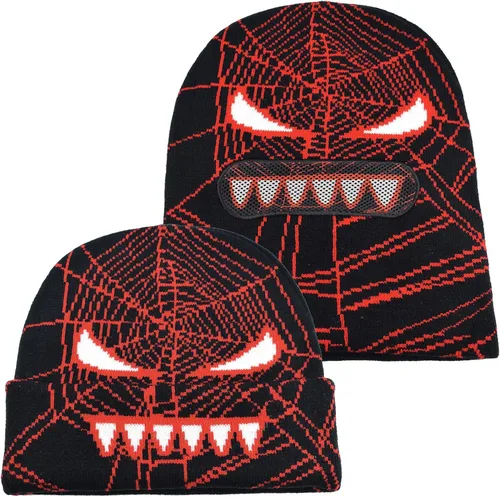 Miniatura 7 de EINSKEY Gorro de punto con máscara de esquí, pasamontañas, diseño de Spider Man Y2K para Halloween, anime, fantasma, invierno, cálido, fresco