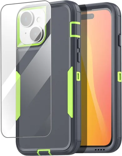 Miniatura 12 de AICase Funda transparente compatible con iPhone 15 (6.1 pulgadas), resistente protección contra caídas, cuerpo completo, a prueba de golpes, a