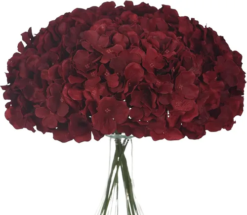 Miniatura 11 de Cabezas de hortensias de seda con tallos de flores artificiales para decoración del hogar, boda, paquete de 10 unidades (rosa melocotón)