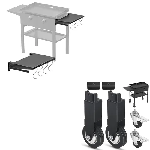 Ruedas giratorias universales y estante lateral para plancha Blackstone de 28 pulgadas, piezas de plancha para accesorios Blackstone con freno,