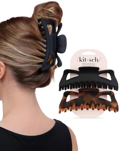 Miniatura 14 de Kitsch Pinzas grandes para el cabello para mujer, pinzas de pelo de moda, plástico mate, fácil agarre, perfectas para uso diario y ocasiones