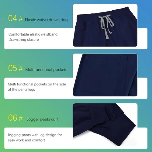 Miniatura 4 de niaahinn Conjunto de ropa quirúrgica clásica con cuello en V y pantalón deportivo de yoga, uniforme médico de enfermería