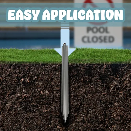 Miniatura 6 de Poolzilla Paquete de 1 anclaje de estaca de césped con cubierta de seguridad de 16 pulgadas, para instalación de anclajes de césped, diseño