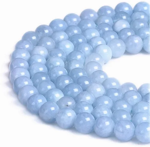 Miniatura 6 de Cuentas sueltas de jade azul teñido natural de 6 mm, cuentas redondas lisas, aproximadamente 15.5 pulgadas, para hacer pulseras y collares de Jade