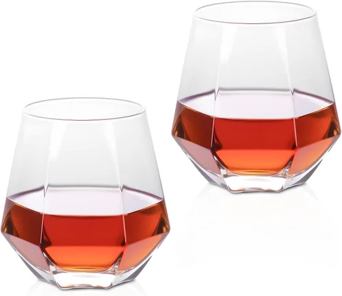 Miniatura 19 de KAMMAK Juego de 2 vasos de whisky, 7.05 onzas, vasos Old Fashioned para whisky escocés, cócteles, ron, vodka en bar y regalos de fiesta