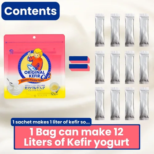 Miniatura 6 de Cultivo de kéfir liofilizado Prepara 12 cuartos de kéfir con 2.1 mil millones de UFC/ml y calcio mejorado Haz fácilmente yogur probiótico fuerte