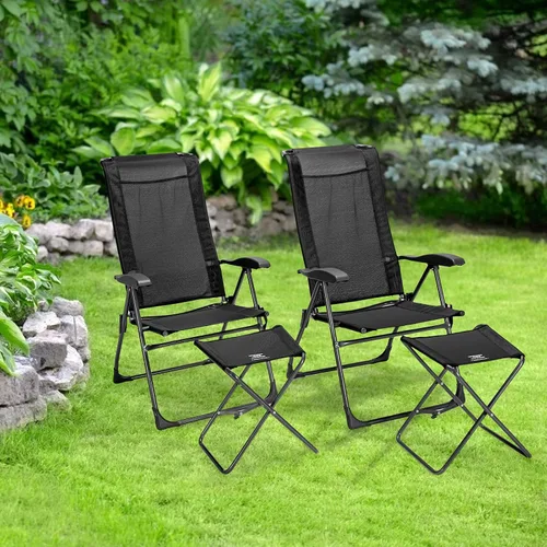Miniatura 9 de Giantex 4 sillas plegables de patio con reposapiés, respaldo ajustable, paquete de 2 sillas de comedor portátiles para exteriores, para camping