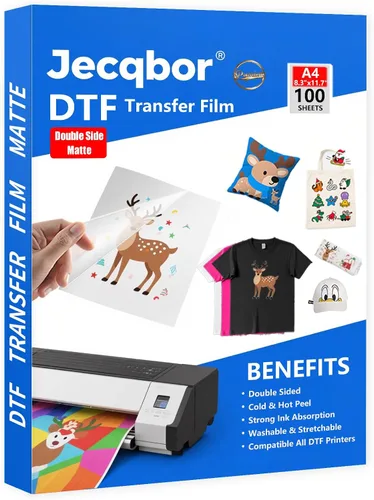 Miniatura 9 de Jecqbor Película de Transferencia DTF de 13 x 19 pulgadas, 120 hojas A3+ Plus de papel PET transparente mate de doble cara, papel DTF para hack