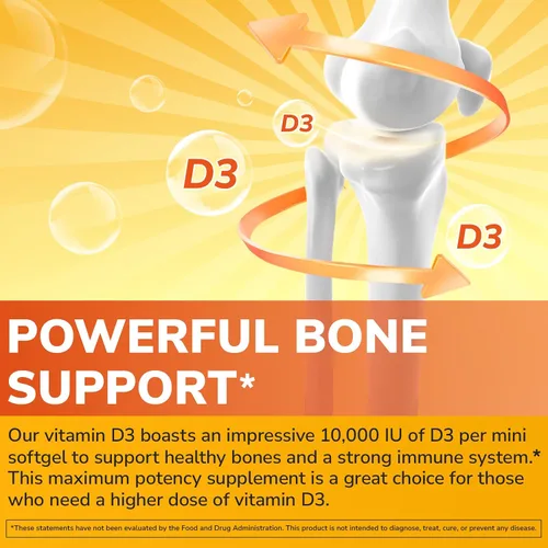 Miniatura 3 de Vitalibre Vitamina D3 de máxima fuerza 10,000 UI (250 mcg), altamente biodisponible, con aceite de oliva prensado en frío, apoyo inmunológico