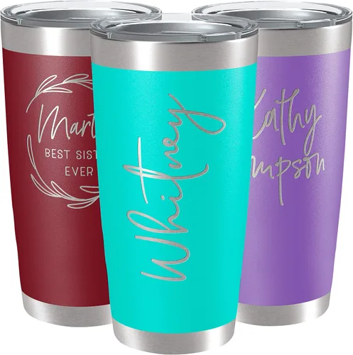 Vasos personalizados, vaso de acero inoxidable de 20 onzas con tapa | Tazas personalizadas de doble pared aisladas para café y viajes - Azul verdoso