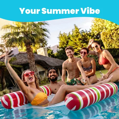 Miniatura 9 de Paquete de 4 flotadores de piscina para adultos, hamaca inflable de agua Meegoo con malla, flotador de piscina para adultos, flotador 4 en 1