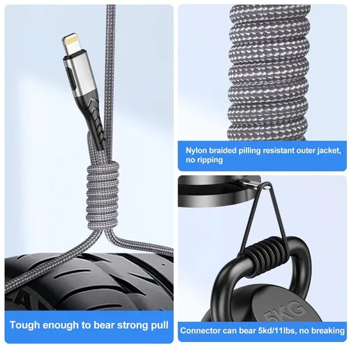 Miniatura 4 de Cargador de iPhone, [certificado Apple MFi] Paquete de 3 cables USB A de 1 pie para cable de carga rápida, cable de carga duradero de iPhone