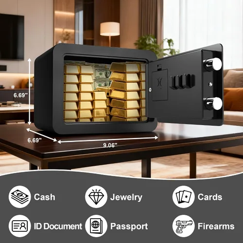 Miniatura 2 de Cajas fuertes pequeñas para el hogar, caja fuerte pequeña mini con ranura para monedas, cajas fuertes personales para dinero, efectivo, documentos