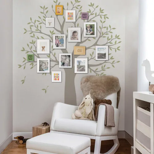 Miniatura 5 de Adhesivo estrecho para pared, diseño de árbol genealógico, dos colores (esquema B, tamaño pequeño: 62.5 pulgadas de ancho x 80 pulgadas de alto)