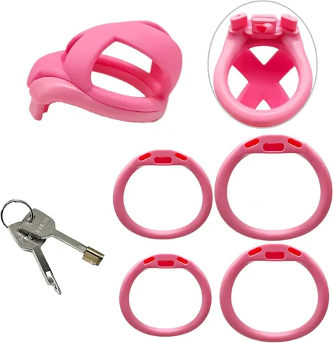 Miniatura 6 de Jaula de castidad masculina, dispositivos de jaula de castidad masculina, nueva jaula ergonómica ligera para pene de hombre, jaula de bloqueo de Rosa